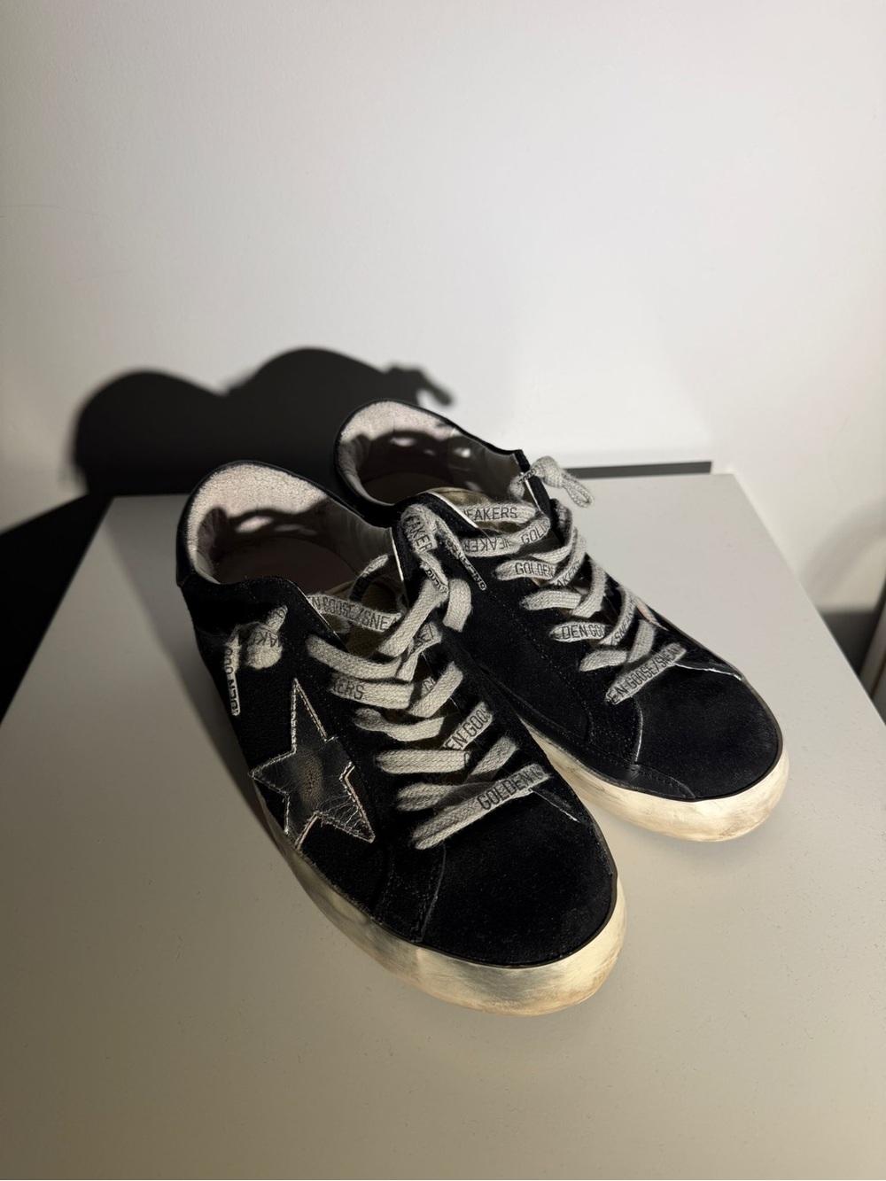 Golden Goose Black and White Suede Star Sneakers